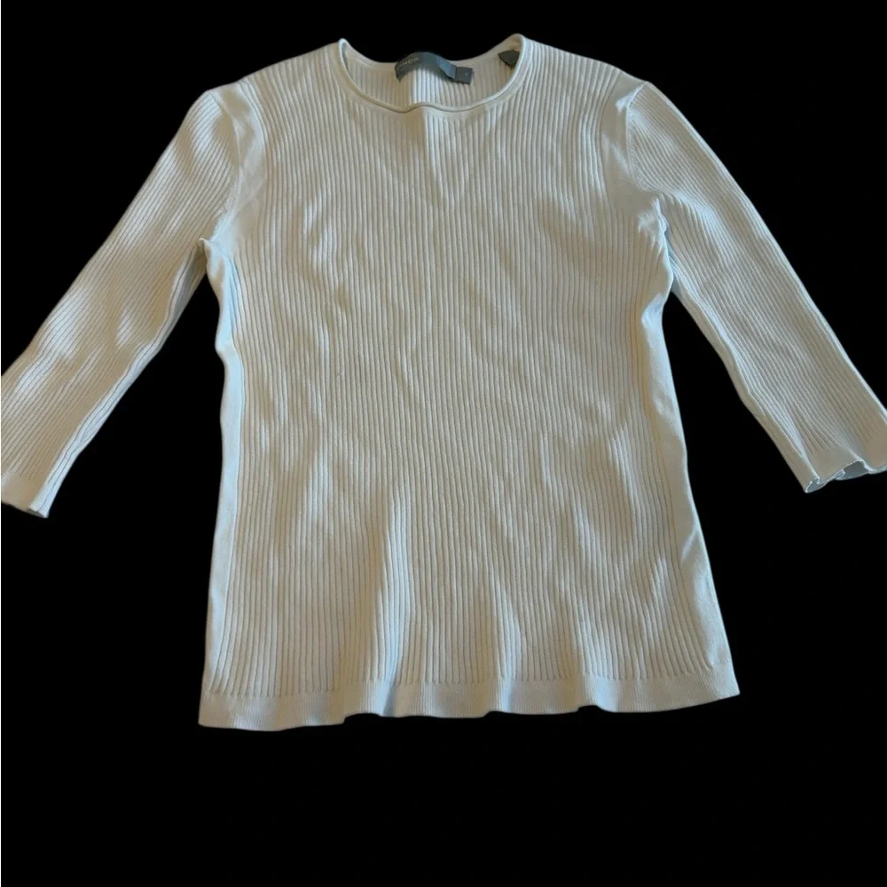 Vince Cream Ribbed Knit Top - Picture 1 of 9